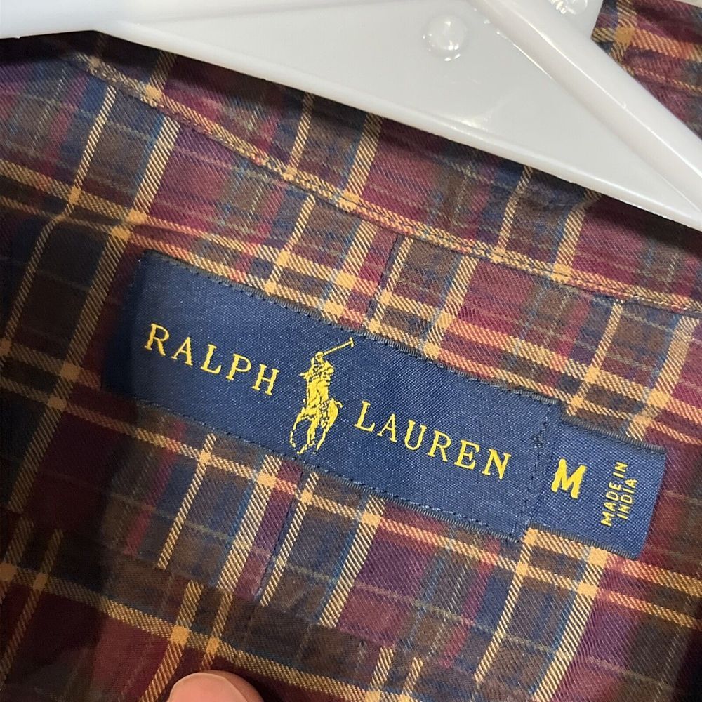Men's RALPH LAUREN Deep Earth Tones Plaid Flannel Shirt Medium M - Picture 2 of 5